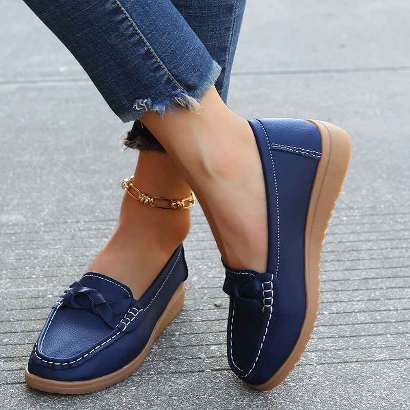 Orthopedic Women shoes Soft Leather Slip on Walking Loafers Shoes